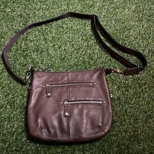 Gun Tote’n Mamas Chrome Zip Tumbled Leather Brown Satchel Purse